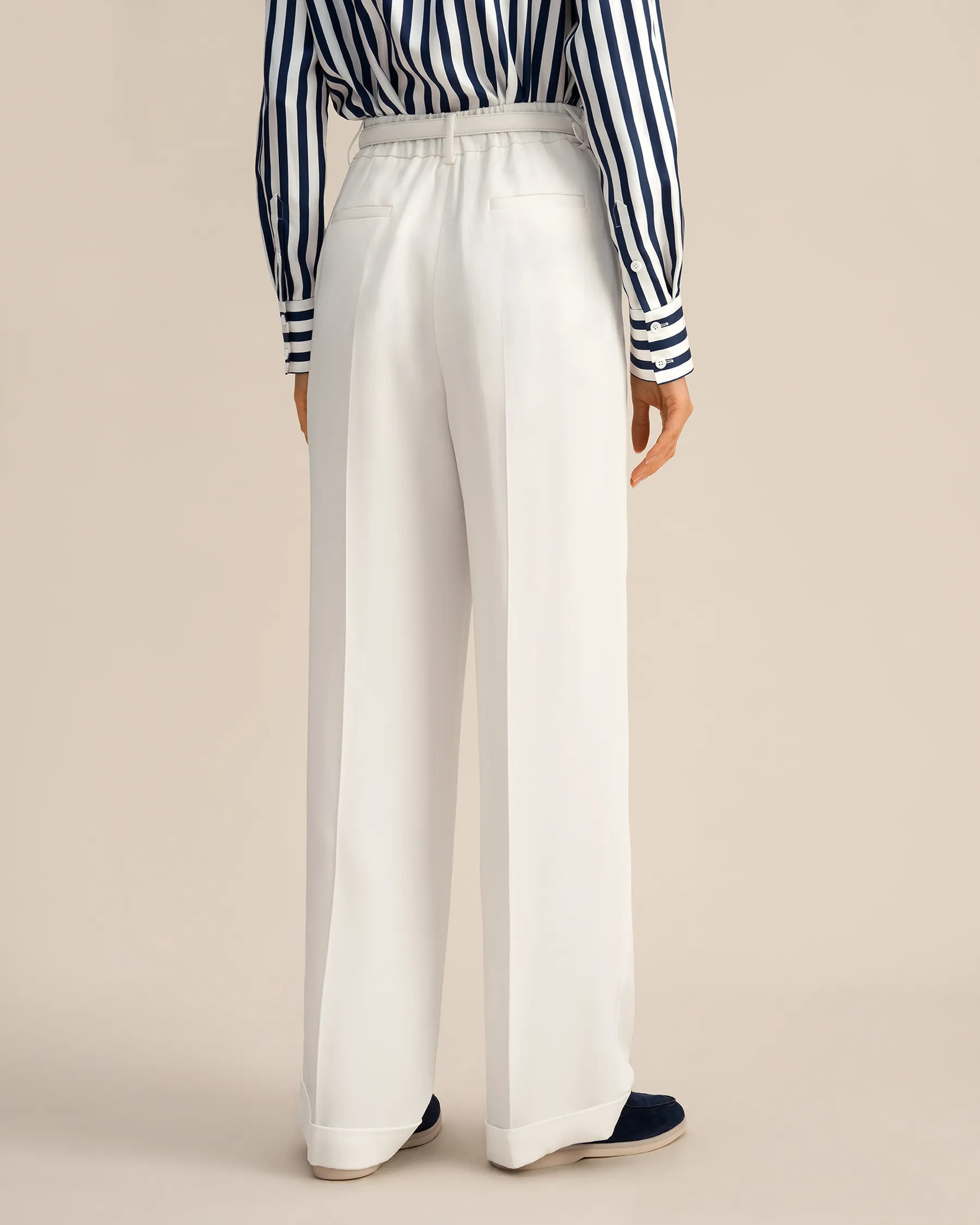 Timeless Pleated Wide-Leg Dense Silk Trousers | LilySilk