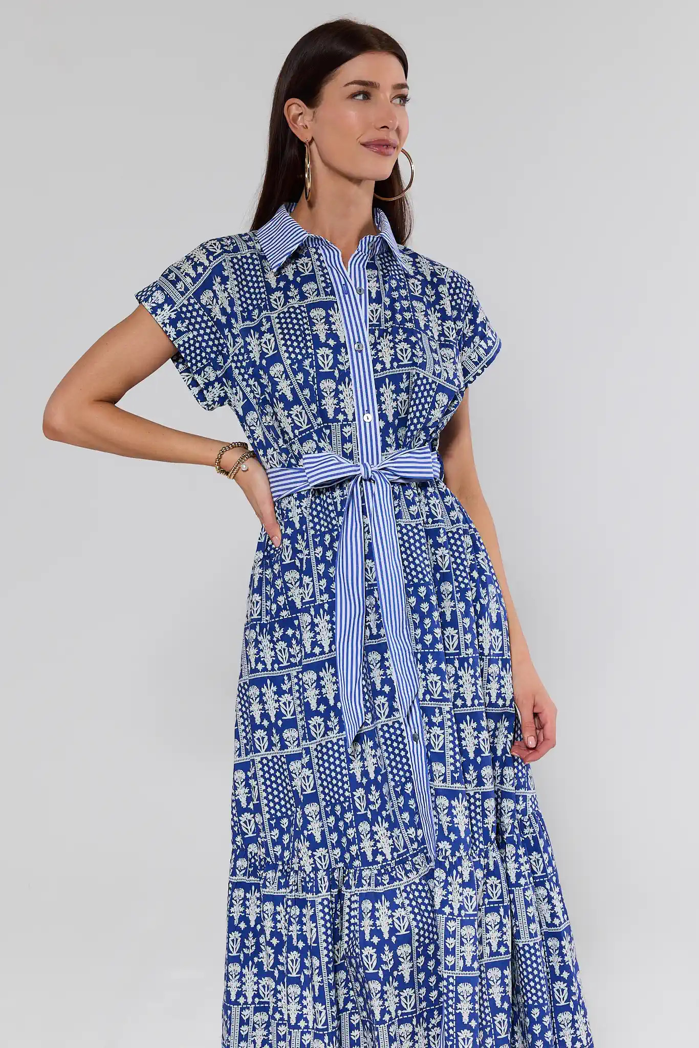 Lilliana Navy Patterned Maxi Dress | Avara