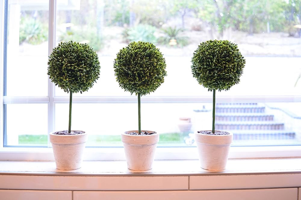 Admired By Nature 3pcs 9" H Topiary Plants Artificial Boxwood Ball Topiary Faux Topiaries Artific... | Amazon (US)