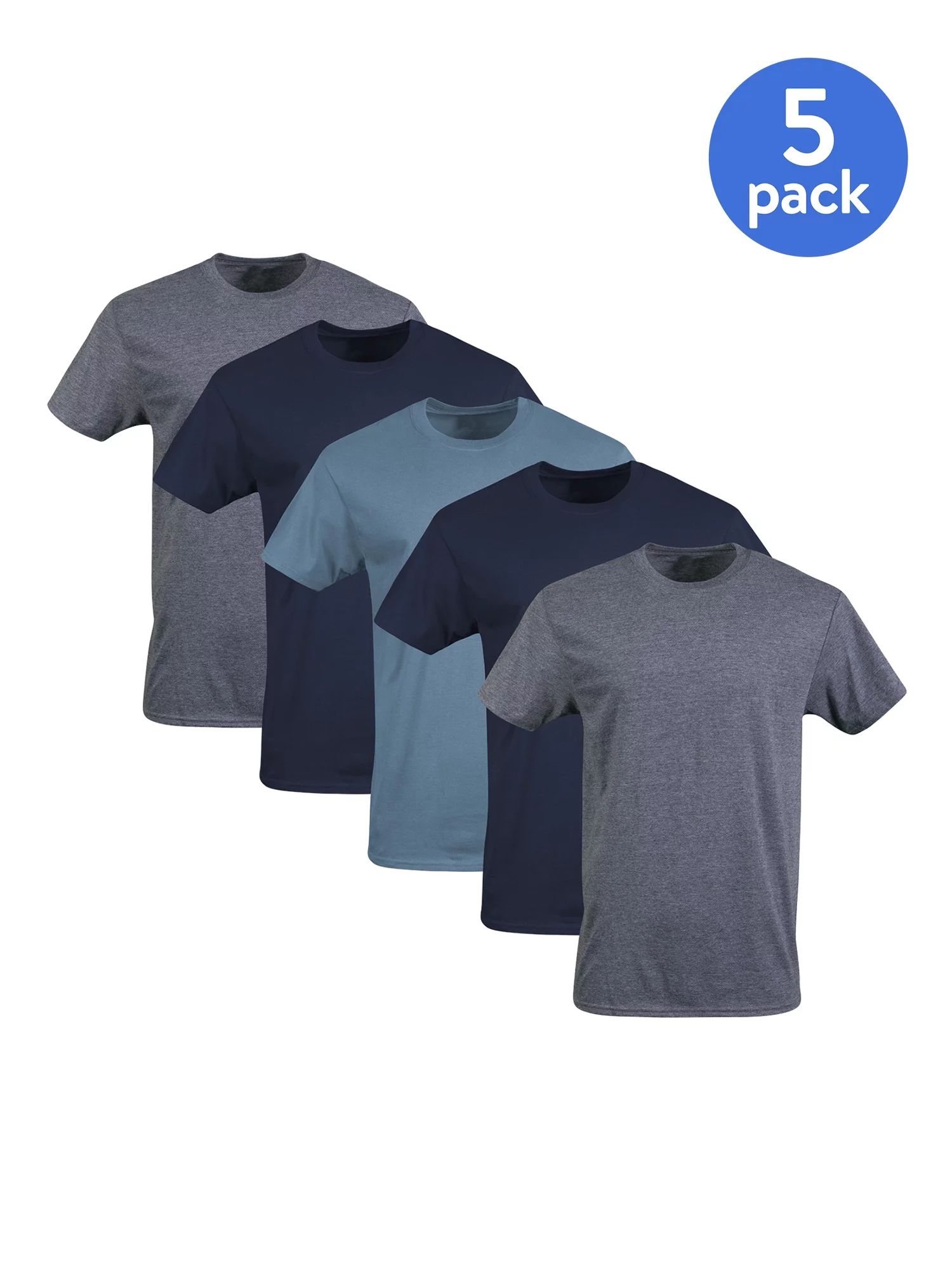 Gildan Adult Men's Short Sleeve Crew Assorted Color T-Shirt, 5-Pack, Sizes S-2XL - Walmart.com | Walmart (US)