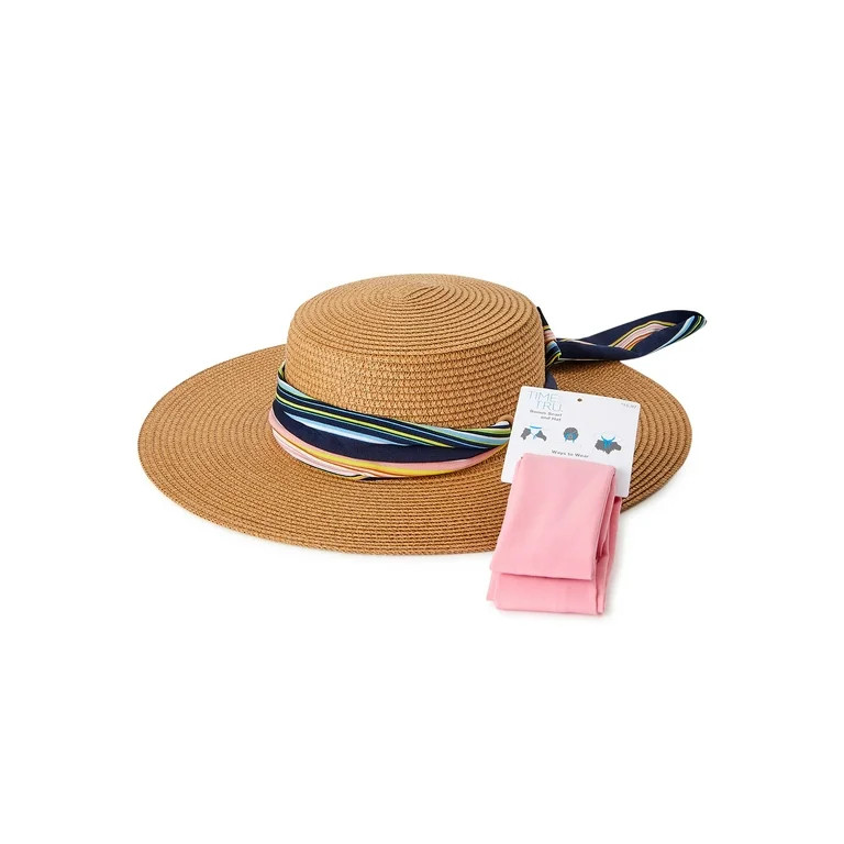 Time and Tru Women's Tan Marled Hat with Removable Scarf | Walmart (US)