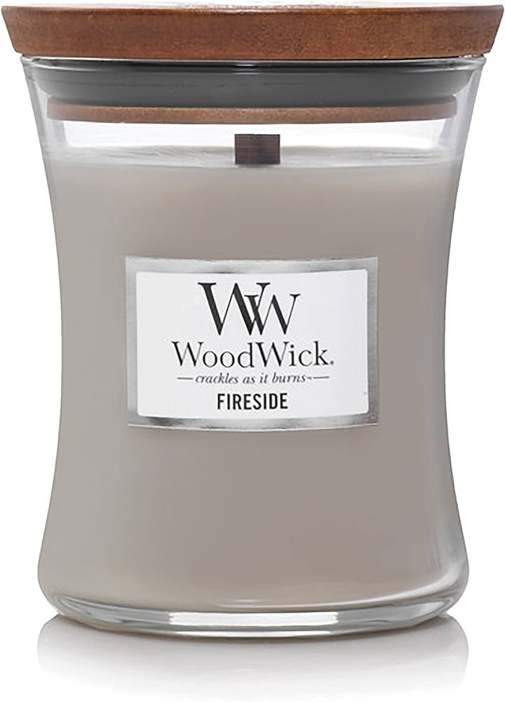WoodWick Medium Hourglass Candle, Fireside - Premium Soy Blend Wax, Pluswick Innovation Wood Wick... | Amazon (US)
