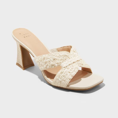 Women's Tia Mule Heels - A New Day™ Cream 6.5 | Target