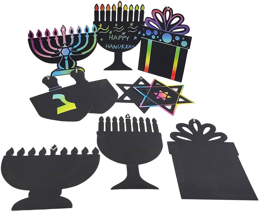 Hanukkah Scratch Art Cards Assorted Designs, Magic Drawing Coloring Sheet Set for Kids Gifts Home... | Amazon (US)