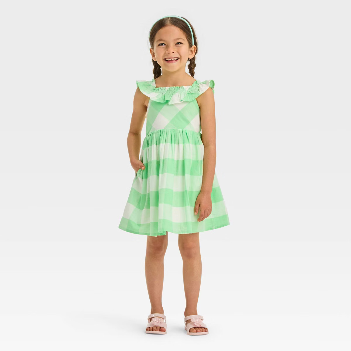 Toddler Girls' Gingham Dress - Cat & Jack™ Green | Target