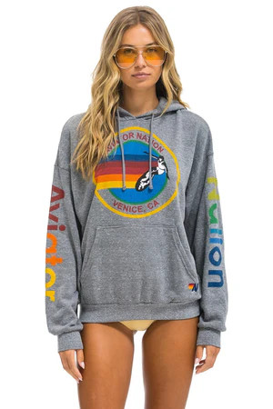 AVIATOR NATION RELAXED PULLOVER HOODIE - HEATHER GREY | Aviator Nation