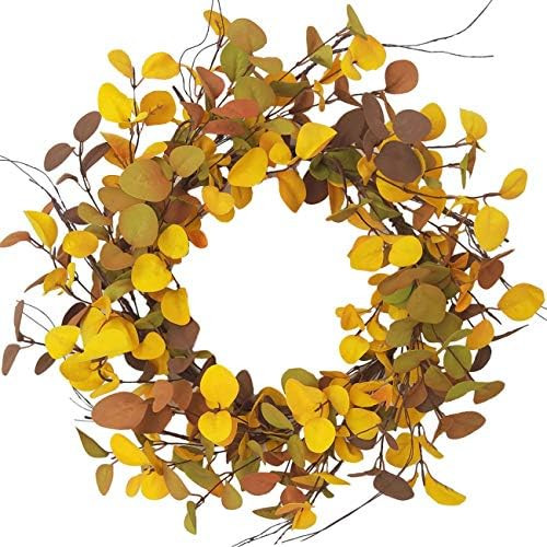Bibelot 20 inches Autumn Eucalyptus Leaves Wreath Thanksgiving Rustic Wreath for Front Door Deco... | Amazon (US)