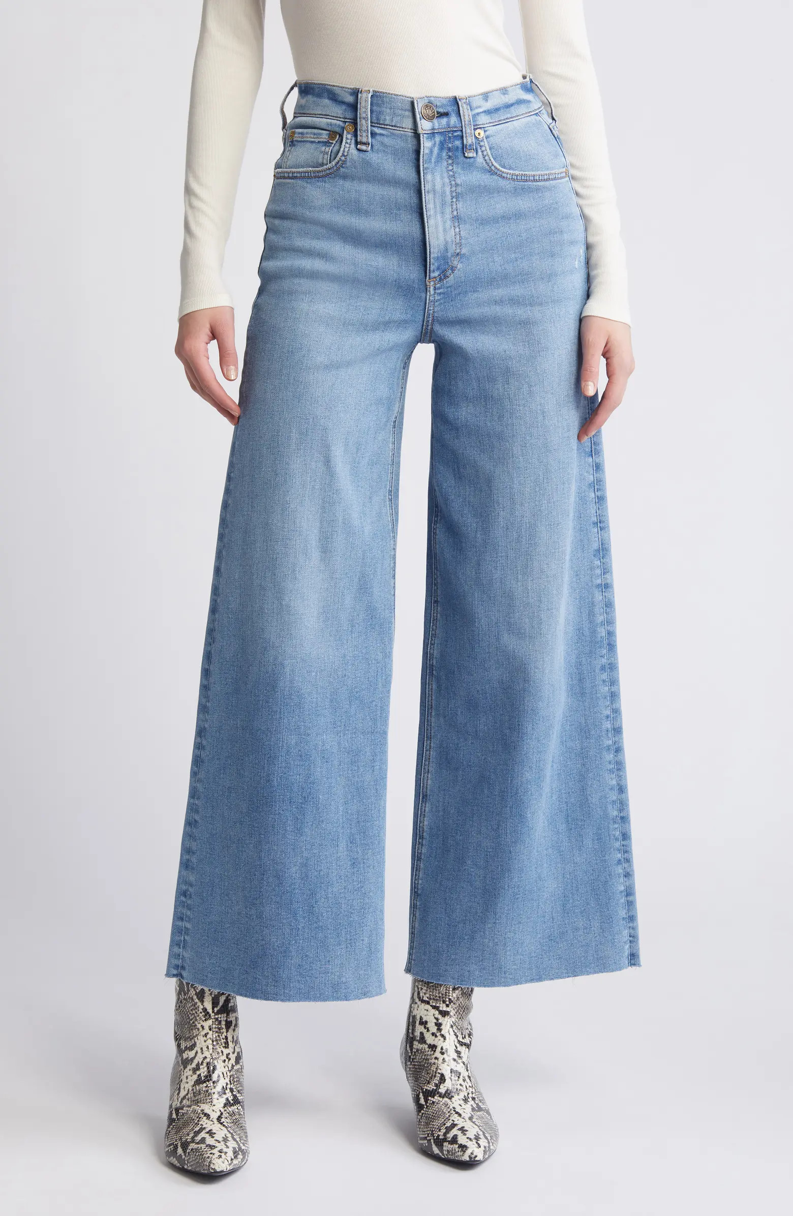 Flexi Sofie Raw Hem High Waist Wide Leg Jeans | Nordstrom