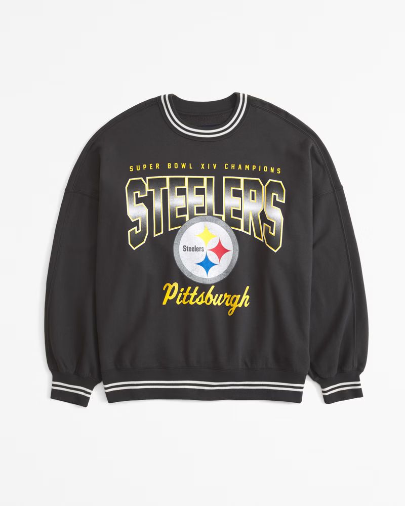 Abercrombie & Fitch Women's Pittsburgh Steelers Graphic Oversized Sunday Crew in Steelers - Size XXS | Abercrombie & Fitch (US)