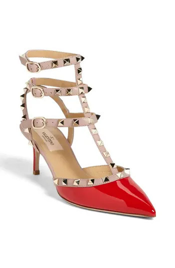 Women's Valentino Garavani Rockstud Pointy Toe Pump, Size 6.5US / 36.5EU - Red | Nordstrom