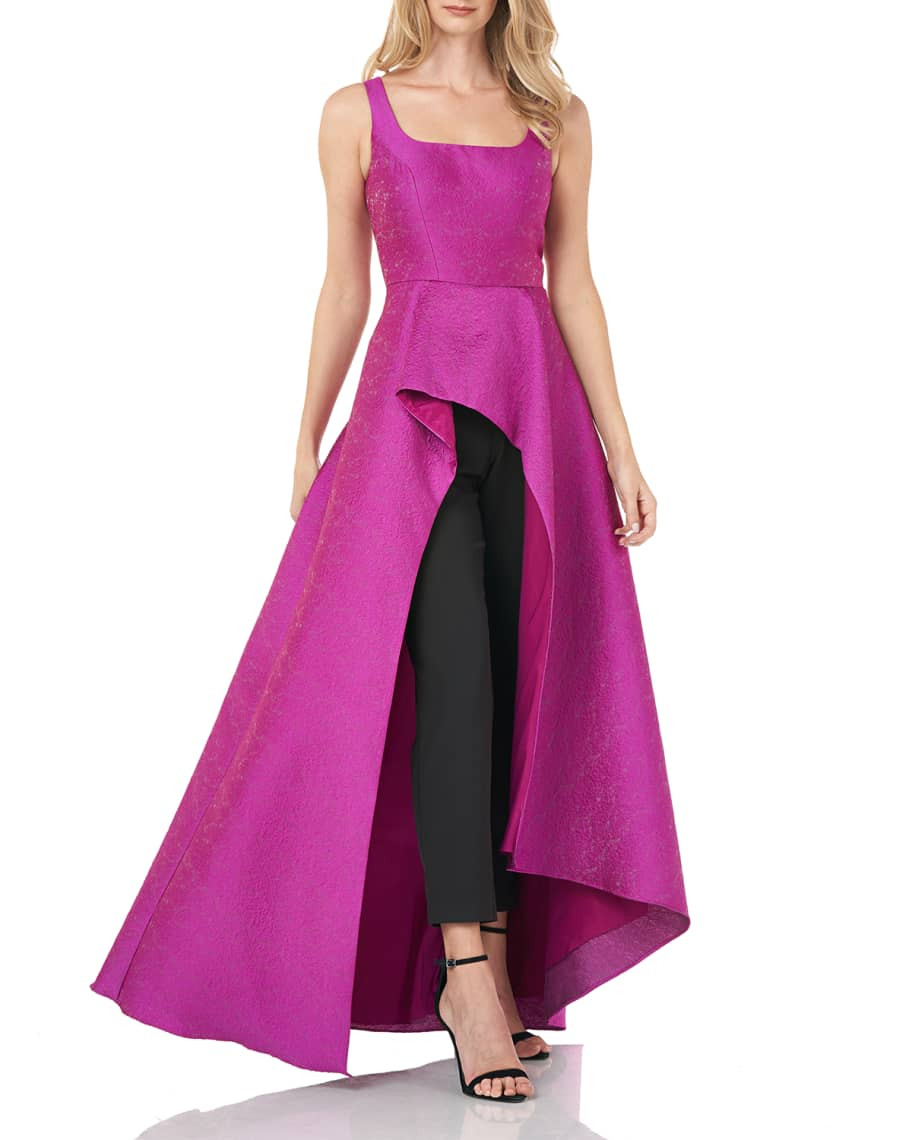 Kay Unger New York Walk-Thru Jumpsuit w/ Asymmetrical Skirt | Neiman Marcus