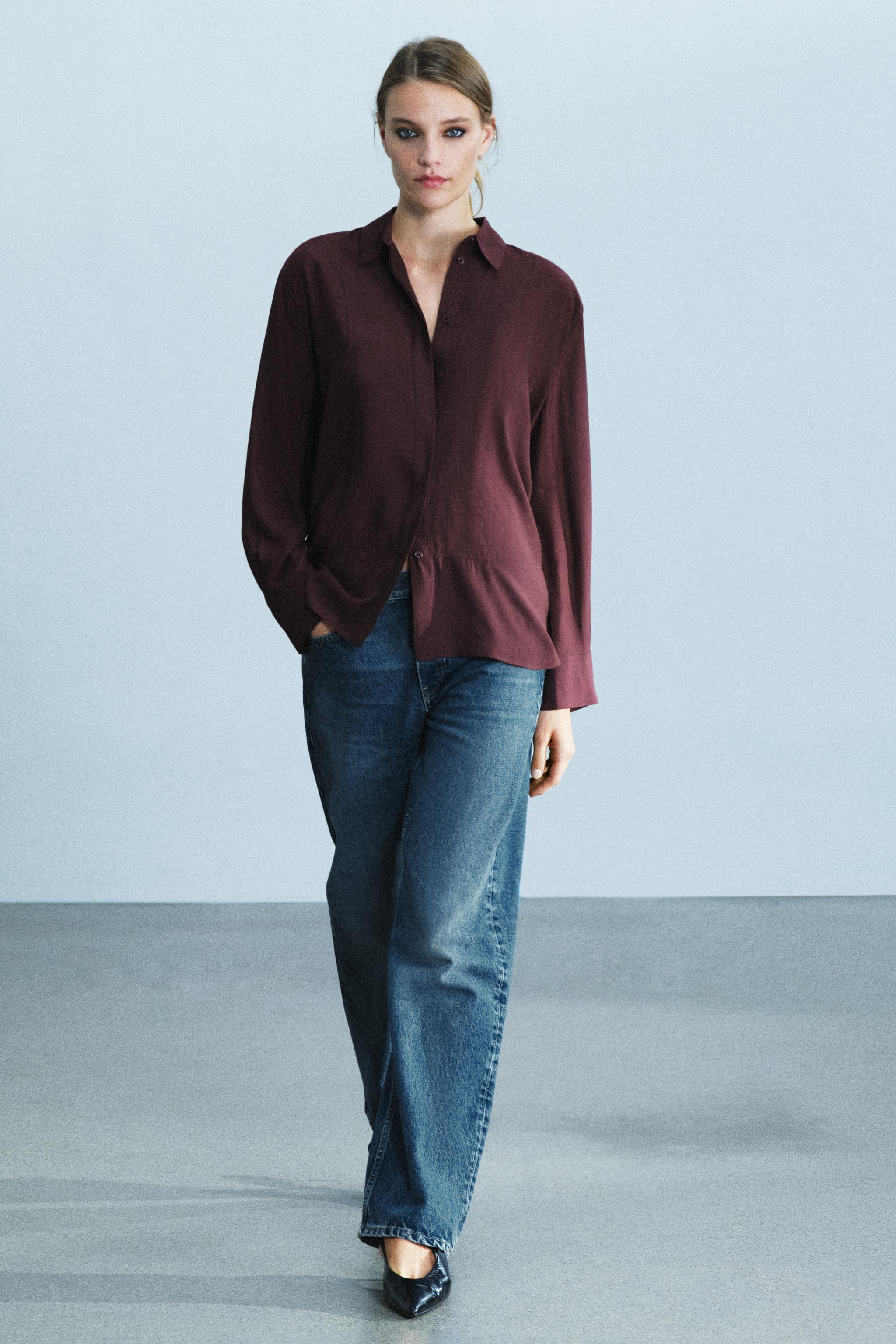 ZW COLLECTION SOLID BIB-FRONT SHIRT | Zara US