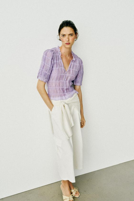 SMOCKED BLOUSE | Zara US