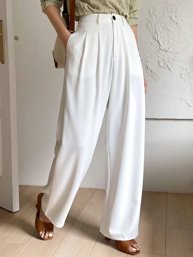 DAZY Casual Business Plain Straight-Leg Pants,Women Dress Pants
 | SHEIN