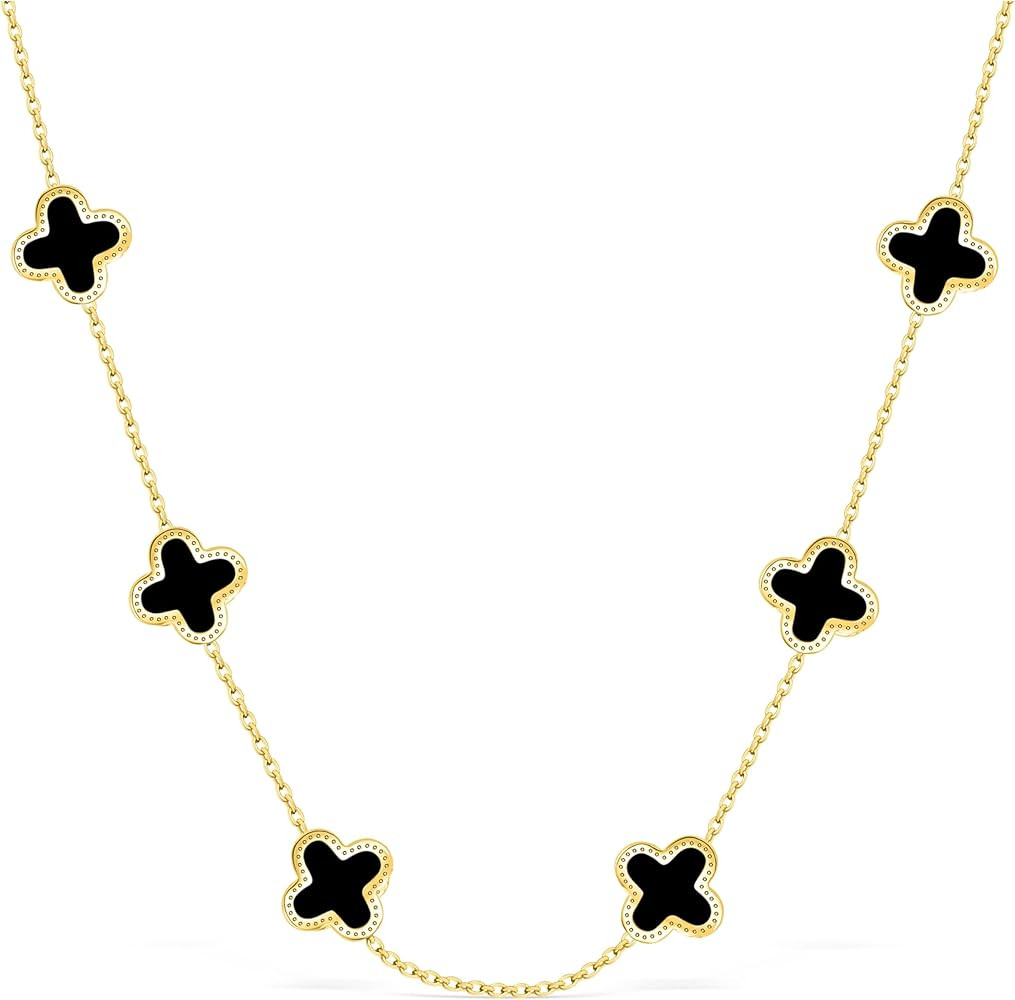 SHINYY Four Leaf Clover Choker Necklace for Women | 18K Gold Plated Lucky 4 Leaf Jewelry | Trendy... | Amazon (US)