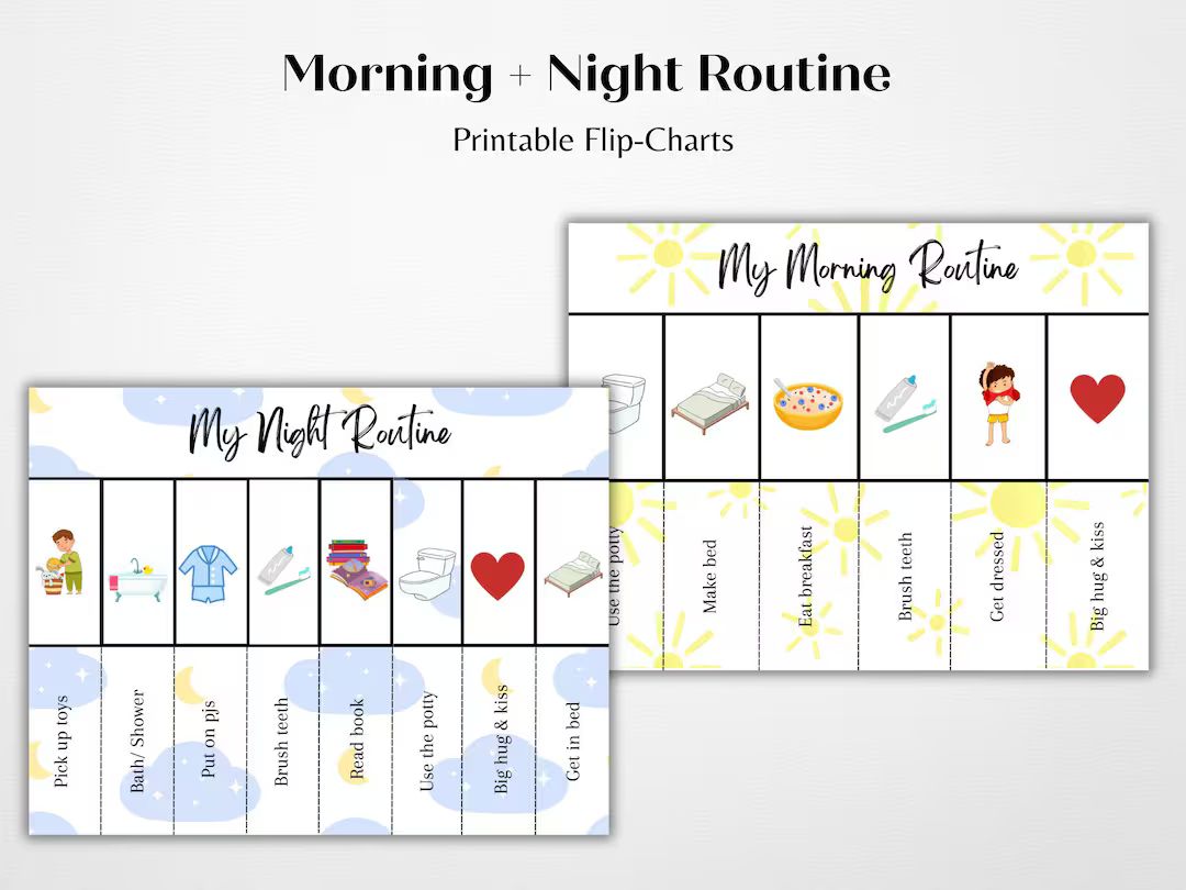 Boys Morning & Evening Routine Chart, Planning Toddler Bedtime Routine, Daily Visual Schedule, Ch... | Etsy (US)