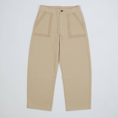 Owillo® Girls' Ladder Trim Pants - Khaki XS | Target