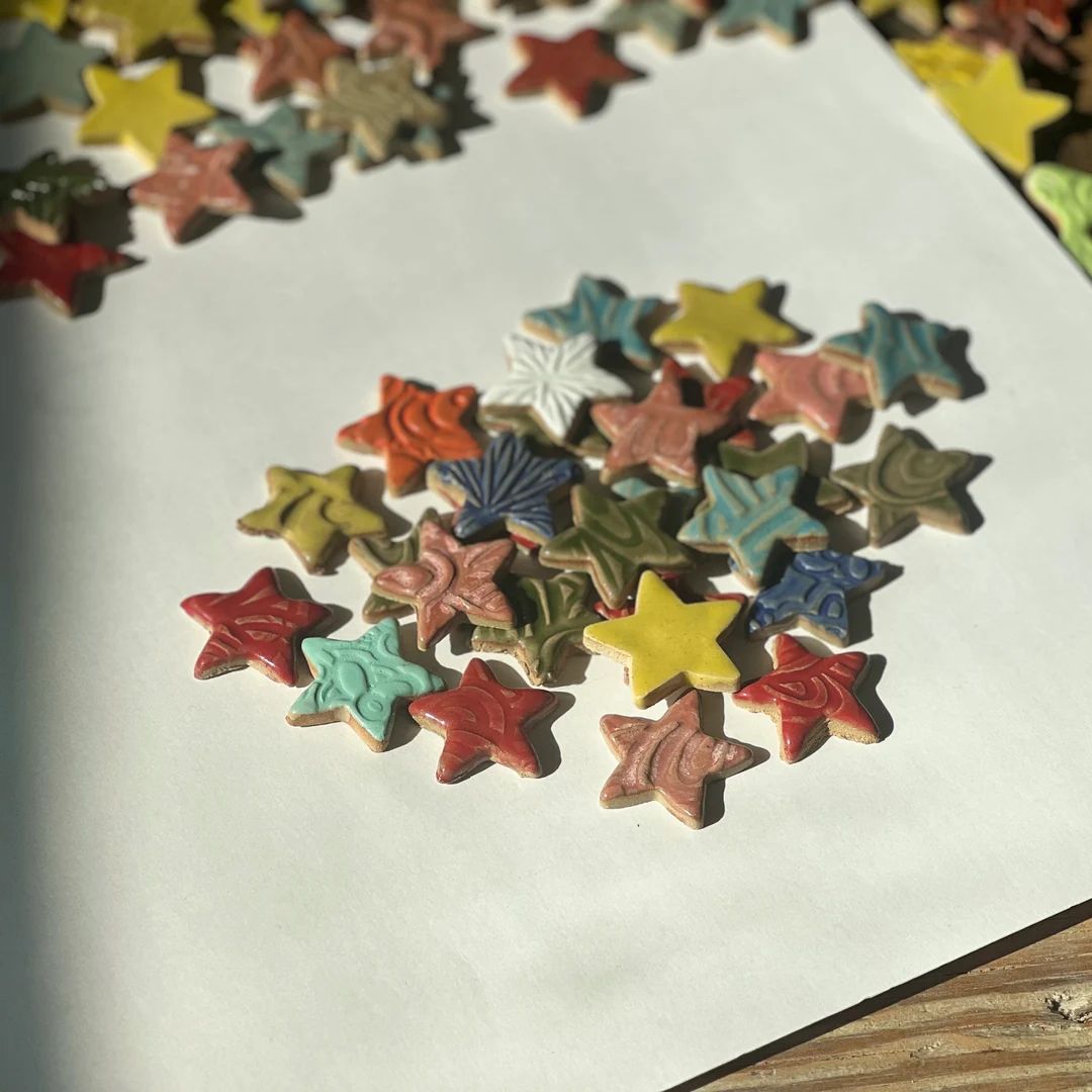 Star Shaped Mosaic Tile Handmade Decorative Stoneware Assorted Colors 1 1/2-2 Ceramic - Etsy | Etsy (US)