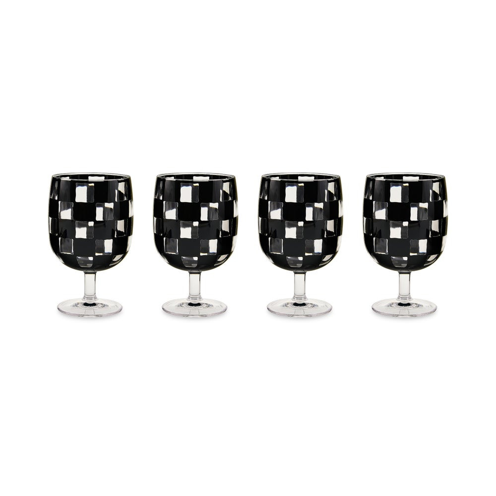 Black Check Acrylic Water Goblets, Set of 4 | MacKenzie-Childs