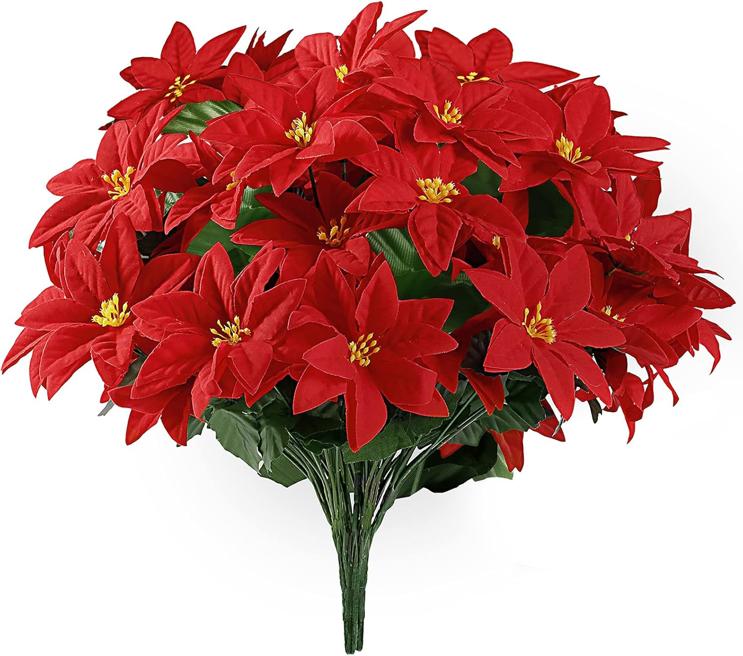 Sggvecsy Artificial Poinsettia Bouquet 7 Heads 5 Pack 15’’ Velvet Poinsettia Bush Christmas F... | Amazon (US)