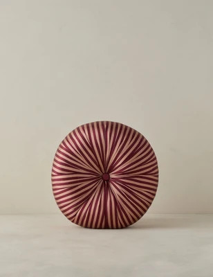 Talcott Striped Round Pillow, Gold and Champagne | Lulu and Georgia 