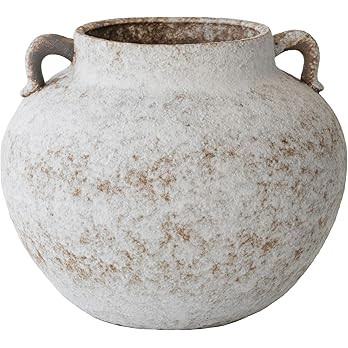 Rustic White Two-Ear Ceramic Vase with Hand-Glazed, Textured Pottery Vase with Two Ears for Cente... | Amazon (US)