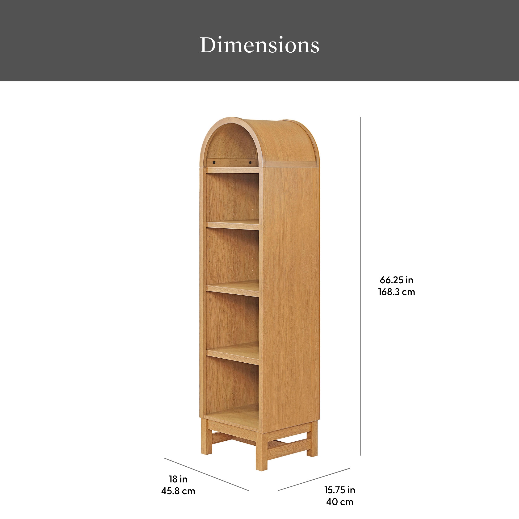 Better Homes & Gardens Juliet Narrow Arch Bookcase, Light Honey Wood Finish | Walmart (US)