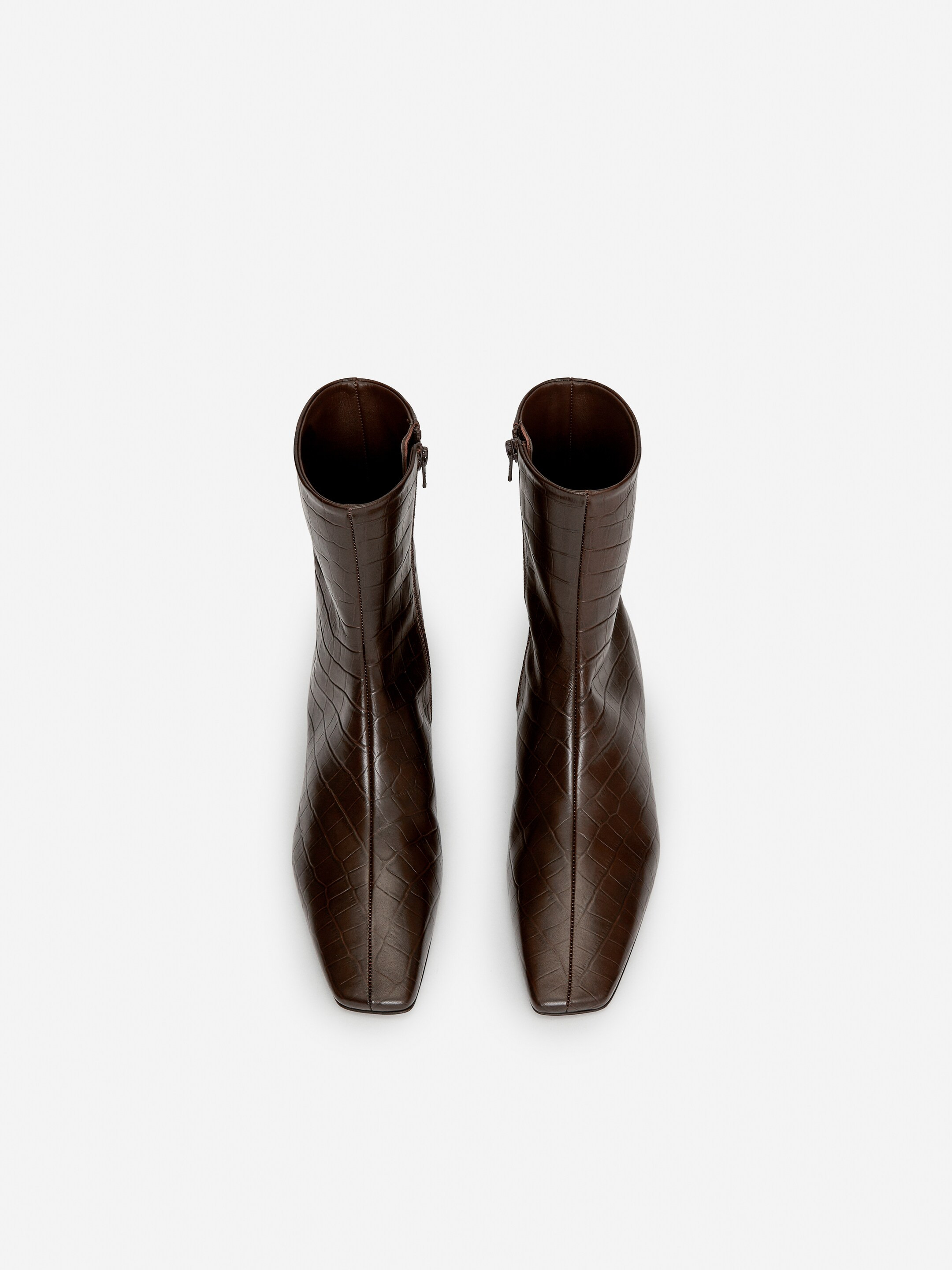 Square-Toe Ankle Boots - Dark Brown - Ladies | H&M GB | H&M (UK, MY, IN, SG, PH, TW, HK)