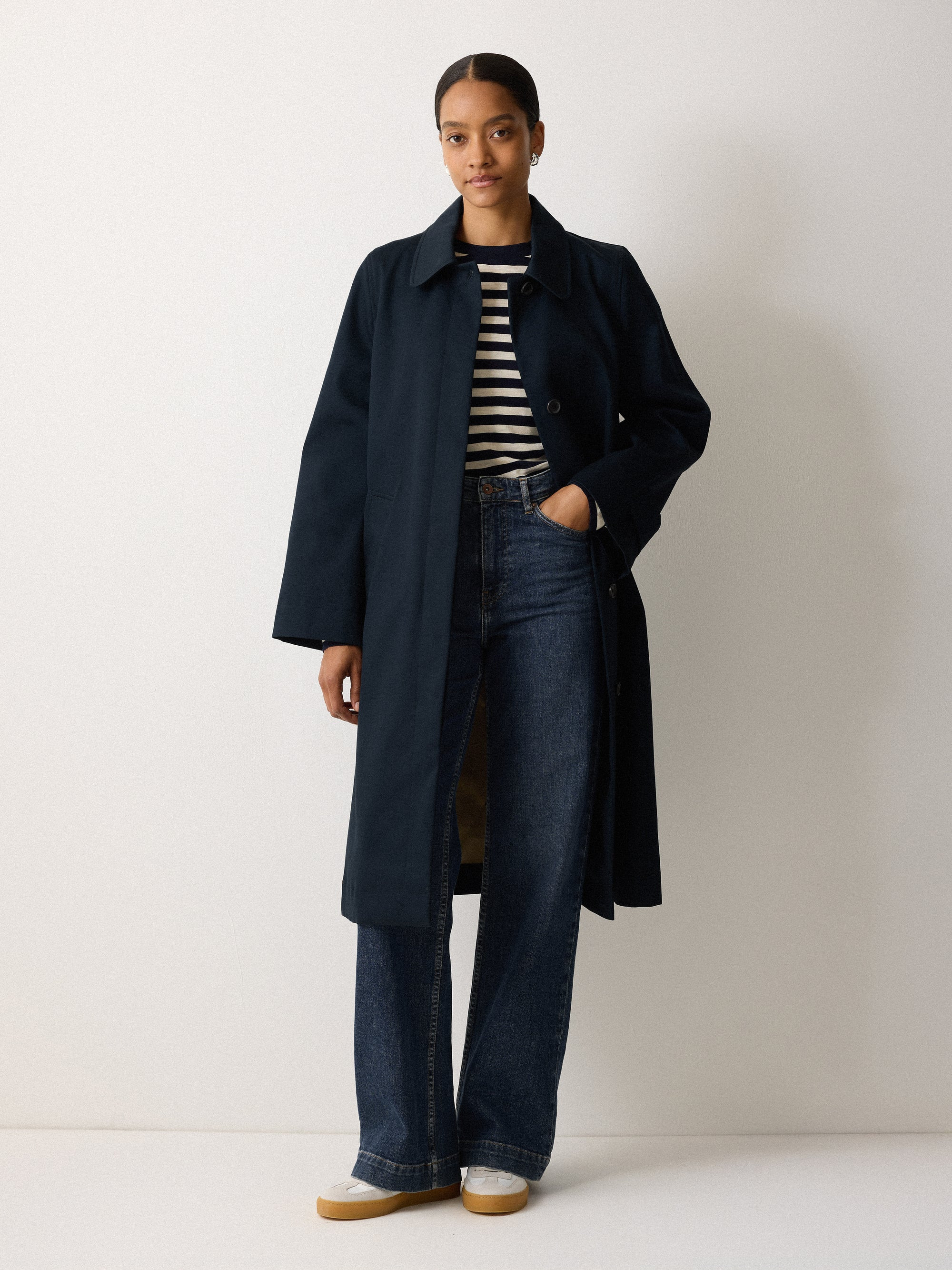 British Millerain Cotton Rain Mac  | Navy | Jigsaw (UK)