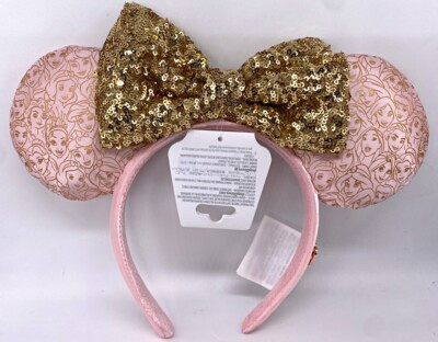 Disney Parks Princess Minnie Mouse Ears Pink & Gold Headband 2023 | eBay US