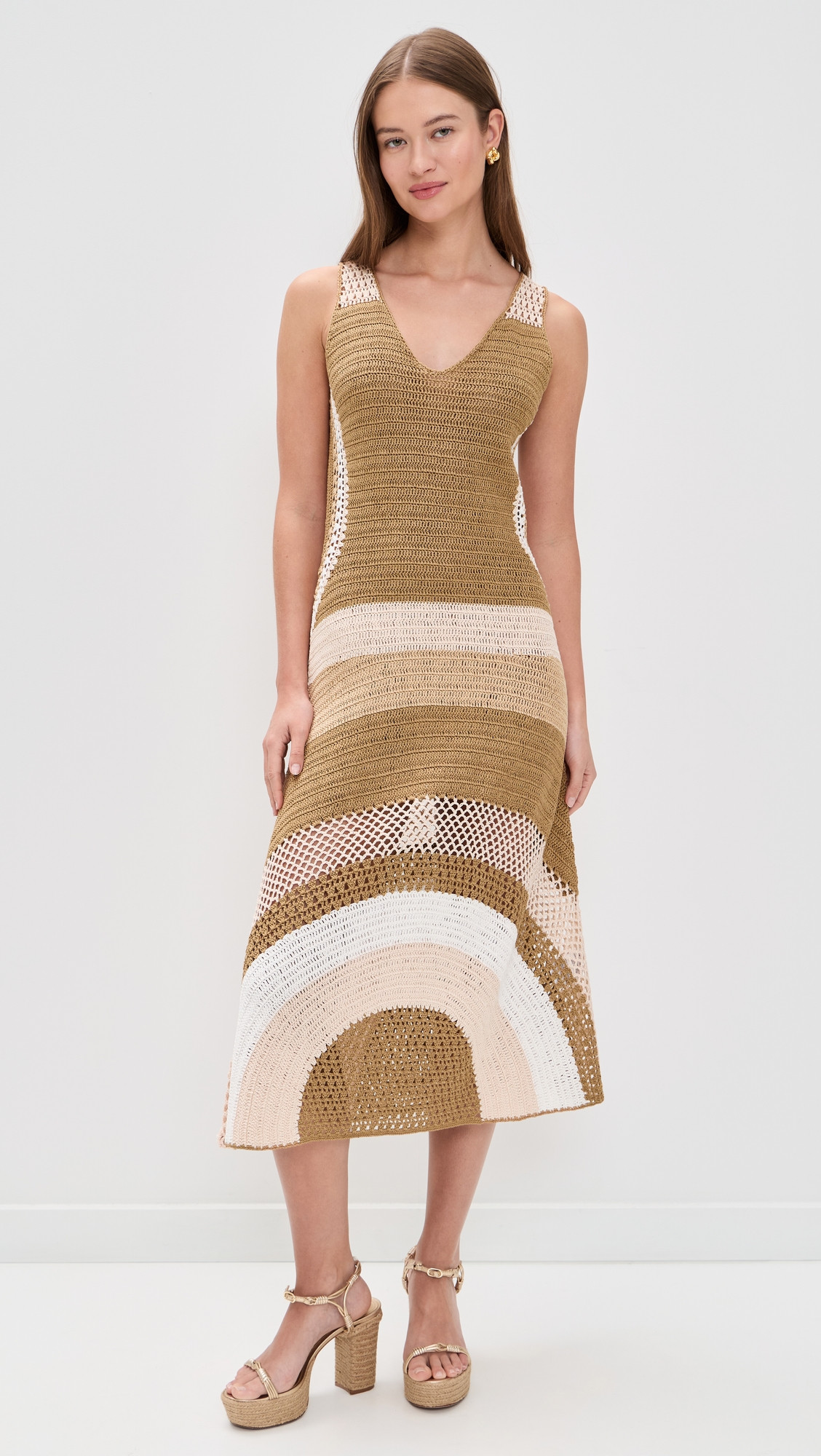 Ramy Brook Cadence Crochet Dress Sandstone Multi Colorblock L | Shopbop