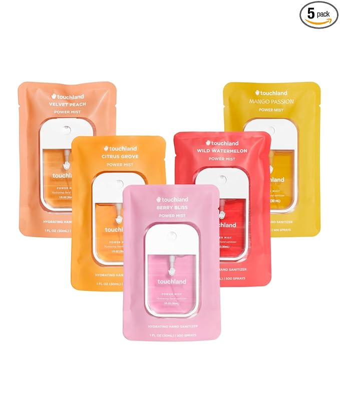 Touchland Power Mist Hydrating Hand Sanitizer Spray, JUICY 5 Set (Citrus, Berry, Watermelon, Peac... | Amazon (US)
