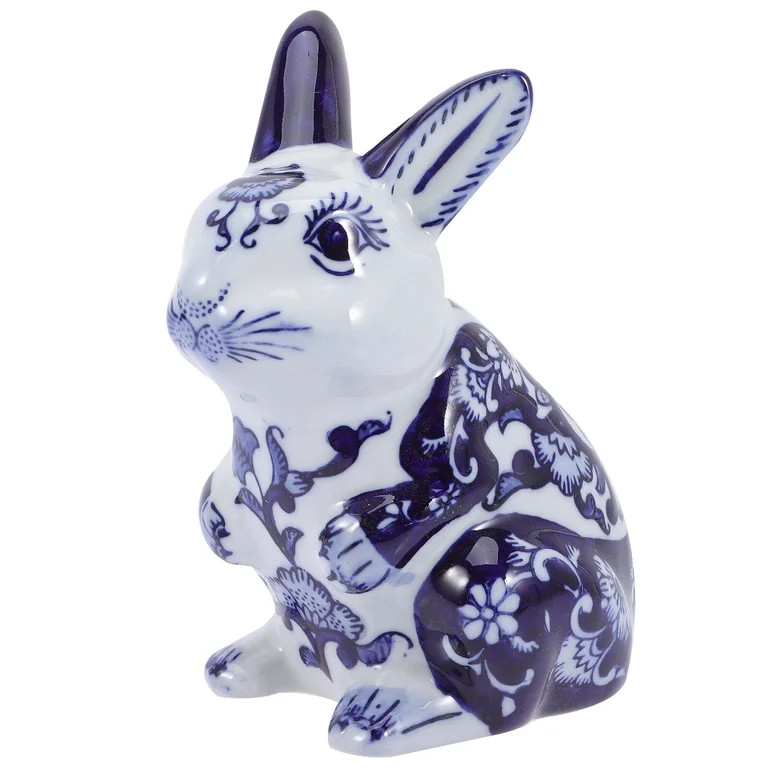 Blue & White Rabbit Ceramic Figurine for Home & Office Decor | Walmart (US)