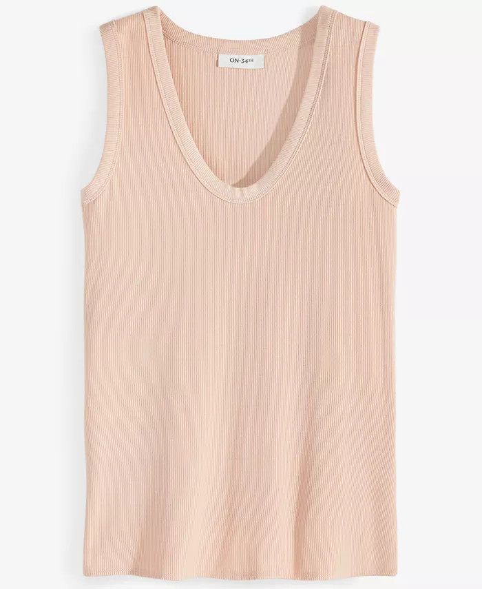 On 34th Women's Ribbed U-Neck Tank, Created for Macy's - Macy's | Macy's