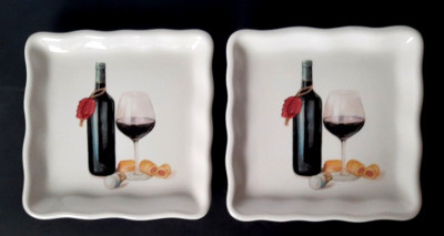 Effetti d’Arte Square 7" Plates Handmade Italy Set of 2 Wine Appetizers cheese  | eBay | eBay US