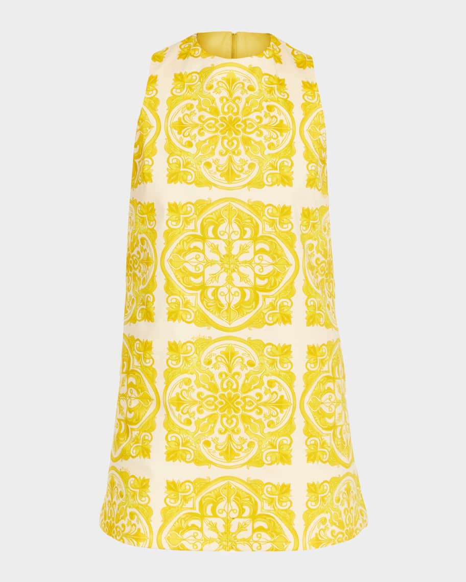 Fiona Reversible Tile-Print Mini Dress | Neiman Marcus