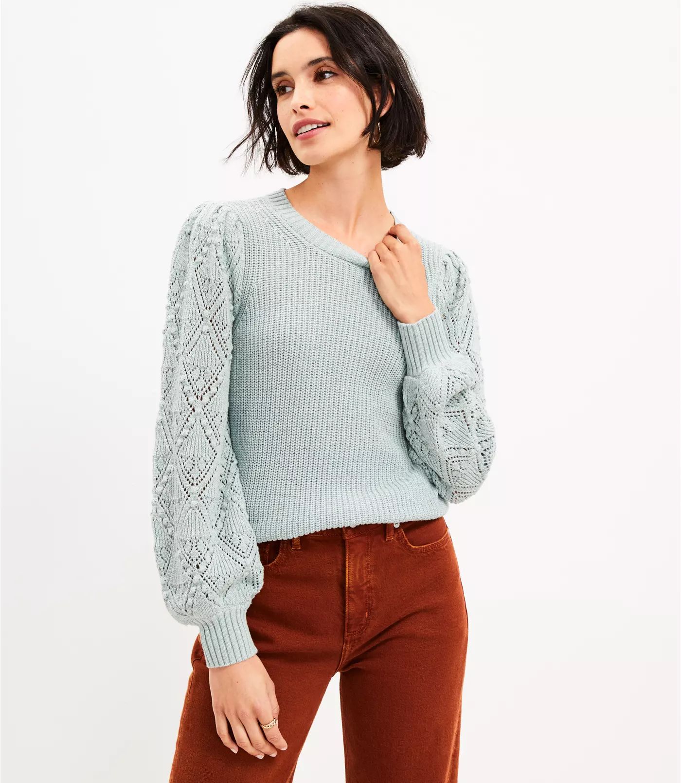 Bobble Pointelle Sweater | LOFT