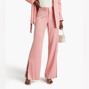 [alice + olivia] jc mid-rise satin side slit wide leg pants pink 2/4 | Poshmark