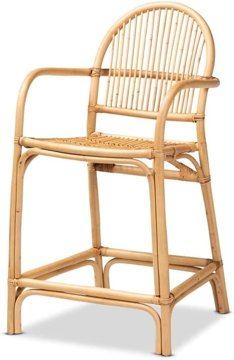 Baxton Studio Tugera Modern Bohemian Natural Brown Rattan Counter Stool | Amazon (US)