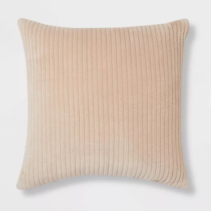 Oversized Quilted Cotton Velvet Square Throw Pillow Neutral - Threshold&#8482; | Target