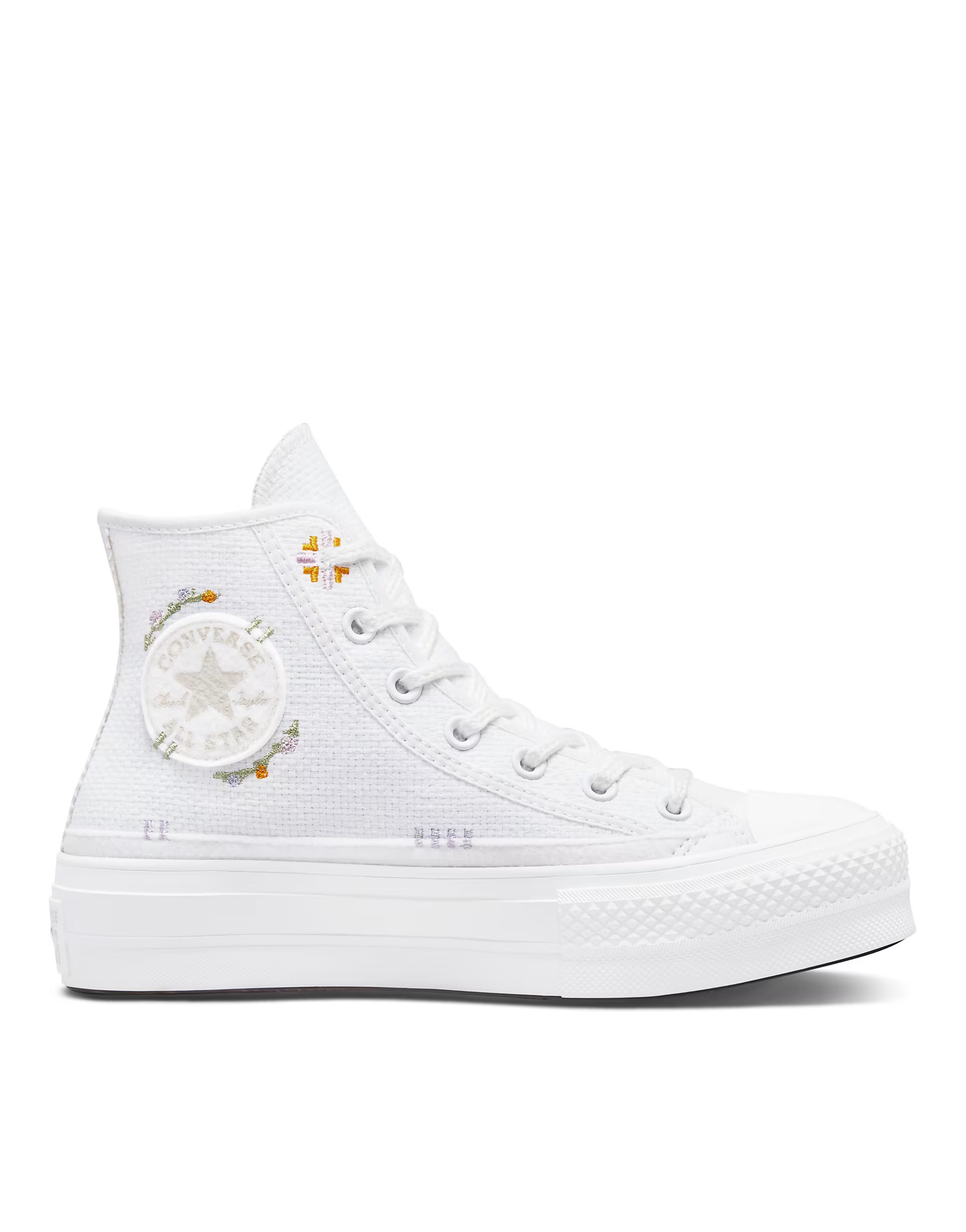 Converse Chuck Taylor All Star Lift platform sneakers with floral embroidery in white | ASOS (Global)