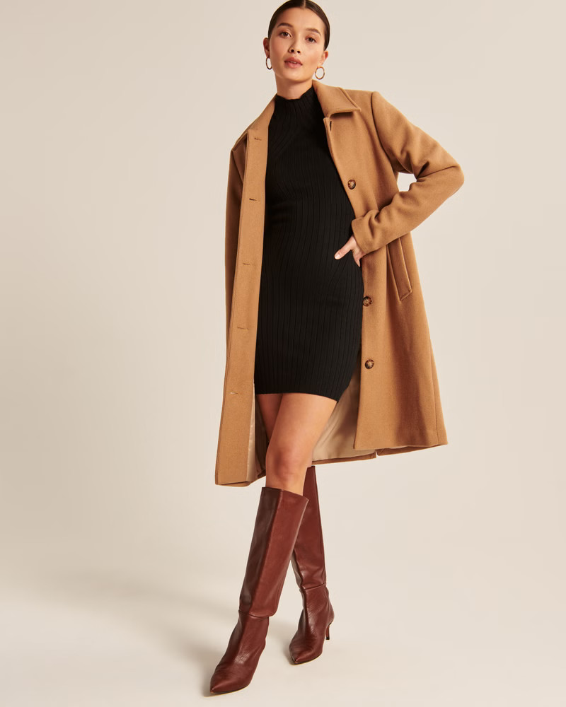 Women's Long-Sleeve Mockneck Mini Sweater Dress | Women's Dresses & Jumpsuits | Abercrombie.com | Abercrombie & Fitch (US)