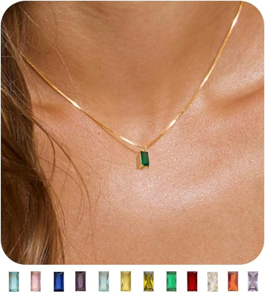 FUNEIA Diamond Necklaces for Women 14K Gold Plated Emerald Birthstone Necklace for Women Mothers ... | Amazon (US)