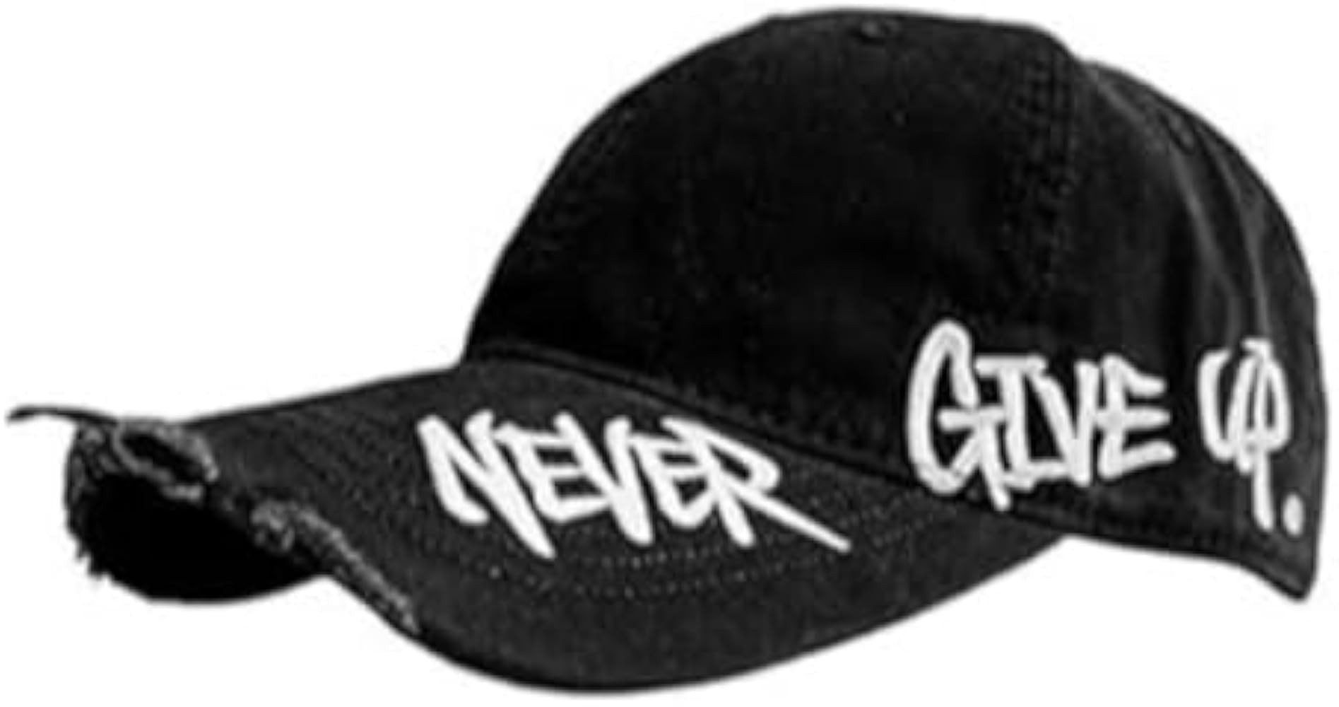Never Give Up Distressed Cap, Adjustable Structured Dad Hat, Retro Material, Casual Outdoor Truck... | Amazon (US)