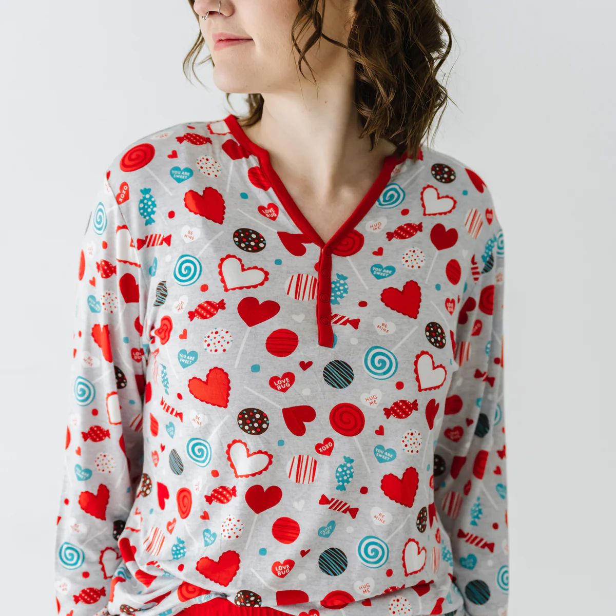 Gray Sweet Valentine Women's Bamboo Viscose Pajama Top | Little Sleepies