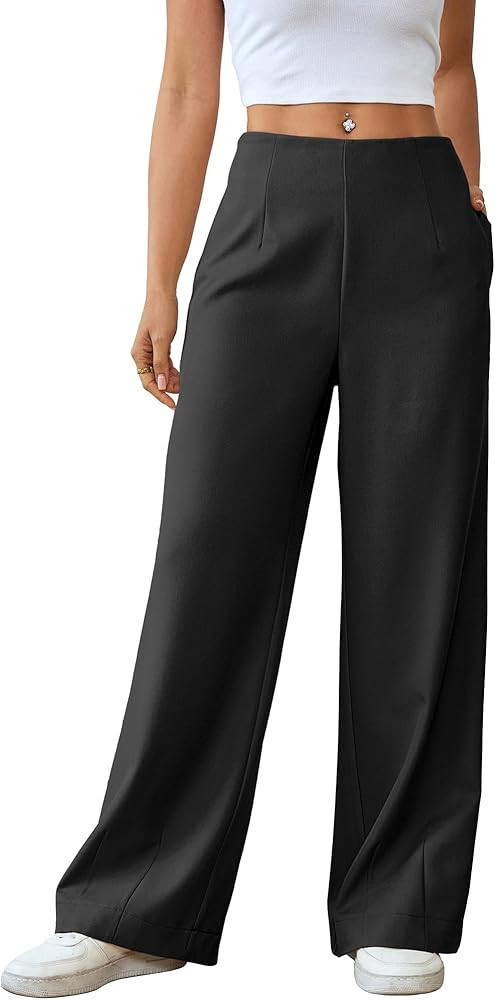 Bsubseach Wide Leg Pants Woman High Waisted Work Business Casual Trousers Dress Palazzo Pants Wom... | Amazon (US)