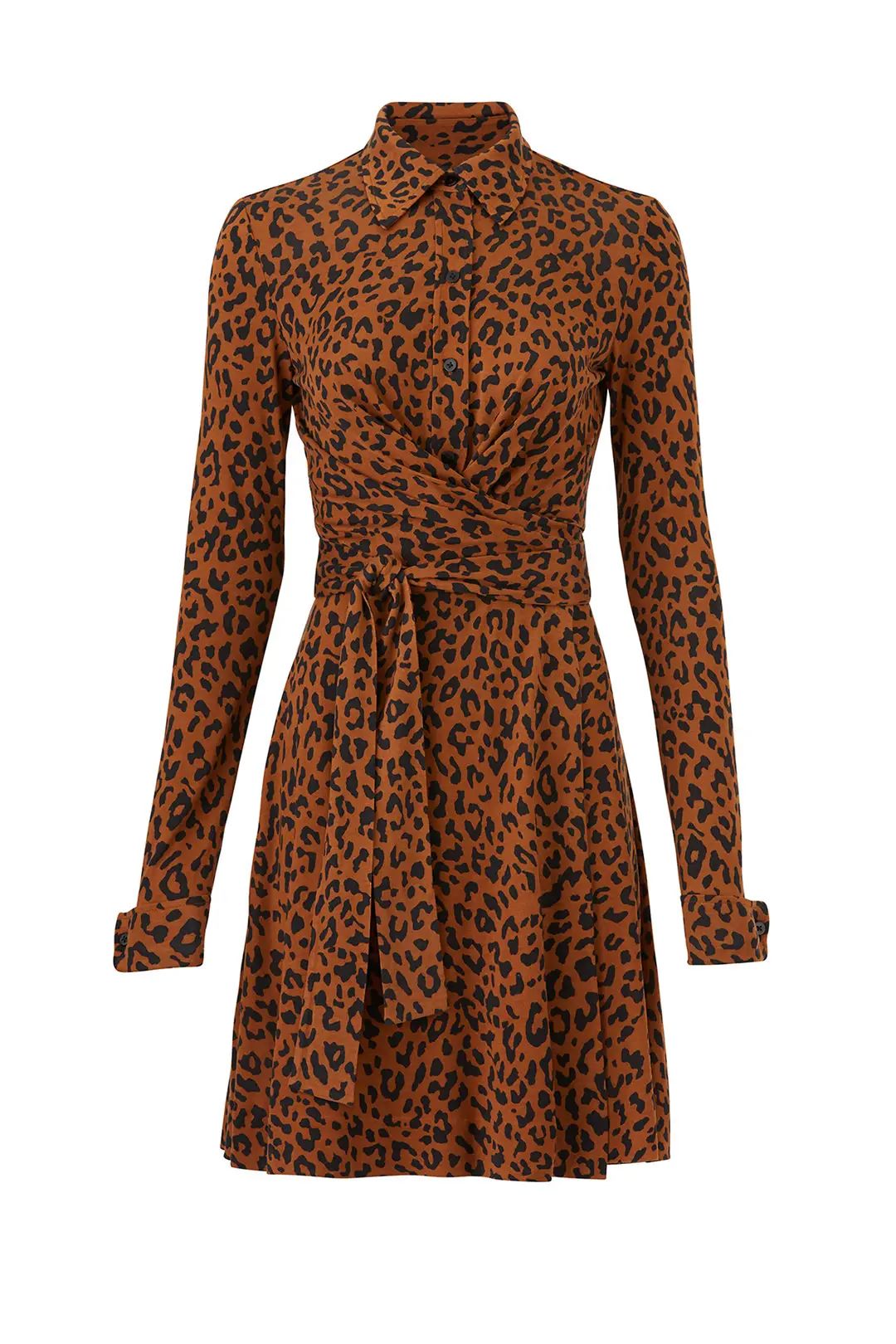 Diane von Furstenberg Leopard Side Tie Shirtdress | Rent The Runway
