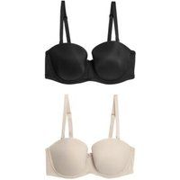 M&S Womens 2pk Padded Multiway Bras A-E - 38E - Black/Opaline, Black/Opaline,White/Black | Marks & Spencer (UK)