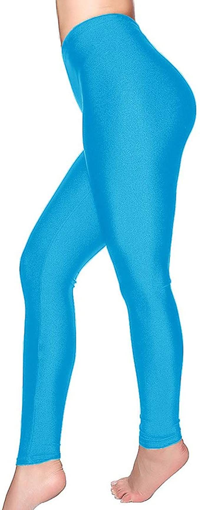 Romastory Women's Stretched Shiny Sports Leggings Mid-Waist Elastic Pants Shining Leggings Tights | Amazon (US)