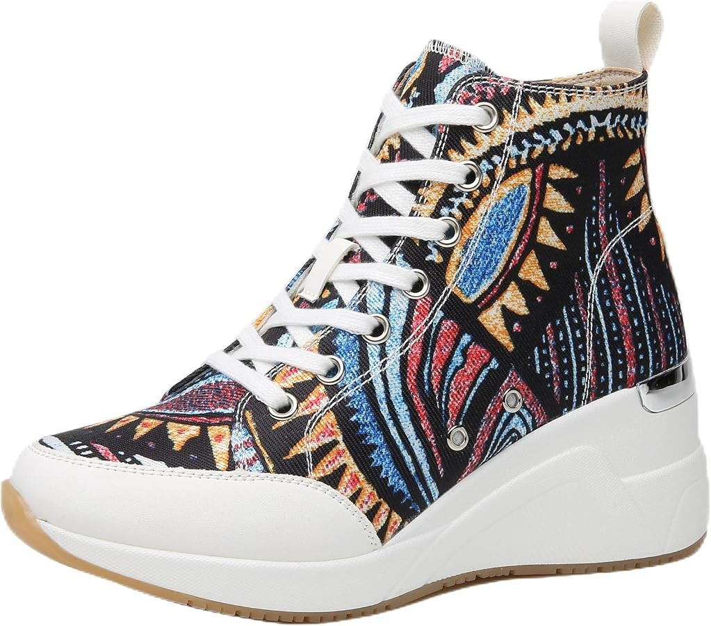 Cestfini Graffiti High Top Sneakers for Women Breathable White Black Platform Sneakers Lace up Wo... | Amazon (US)